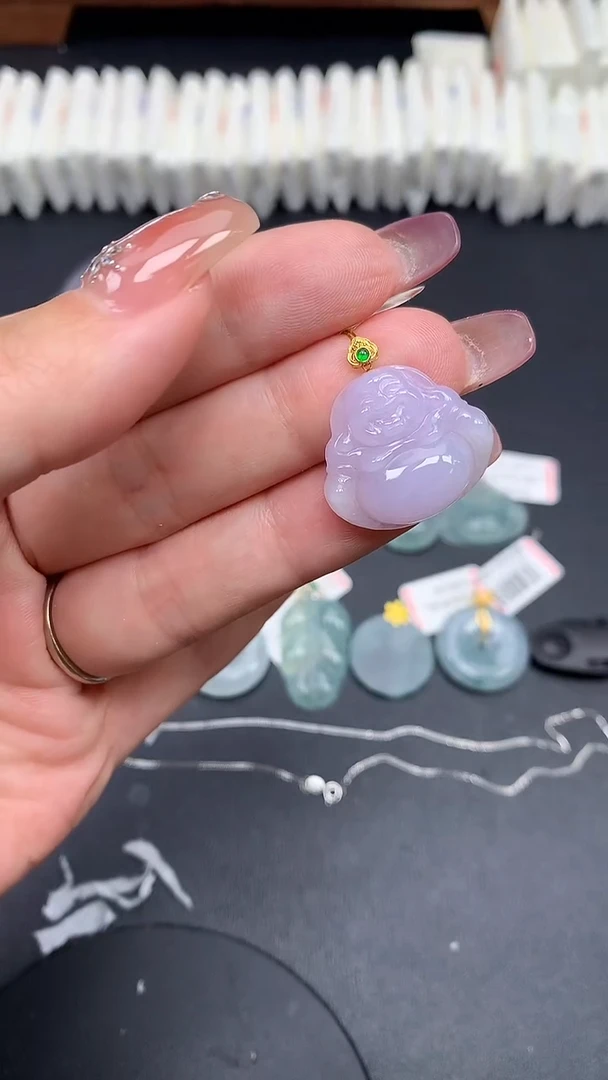 翡翠18K金镶嵌吊坠(不含链)MS190865