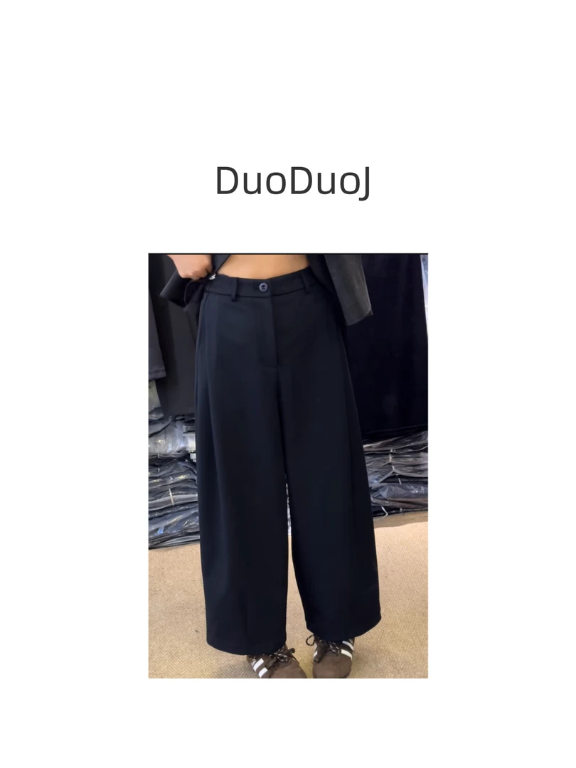 【DuoDuoJ】【西装休闲裤Q2035】韩系休闲百搭高腰显瘦设计感休闲裤