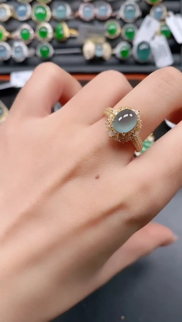 银S925镶嵌戒指翡翠11