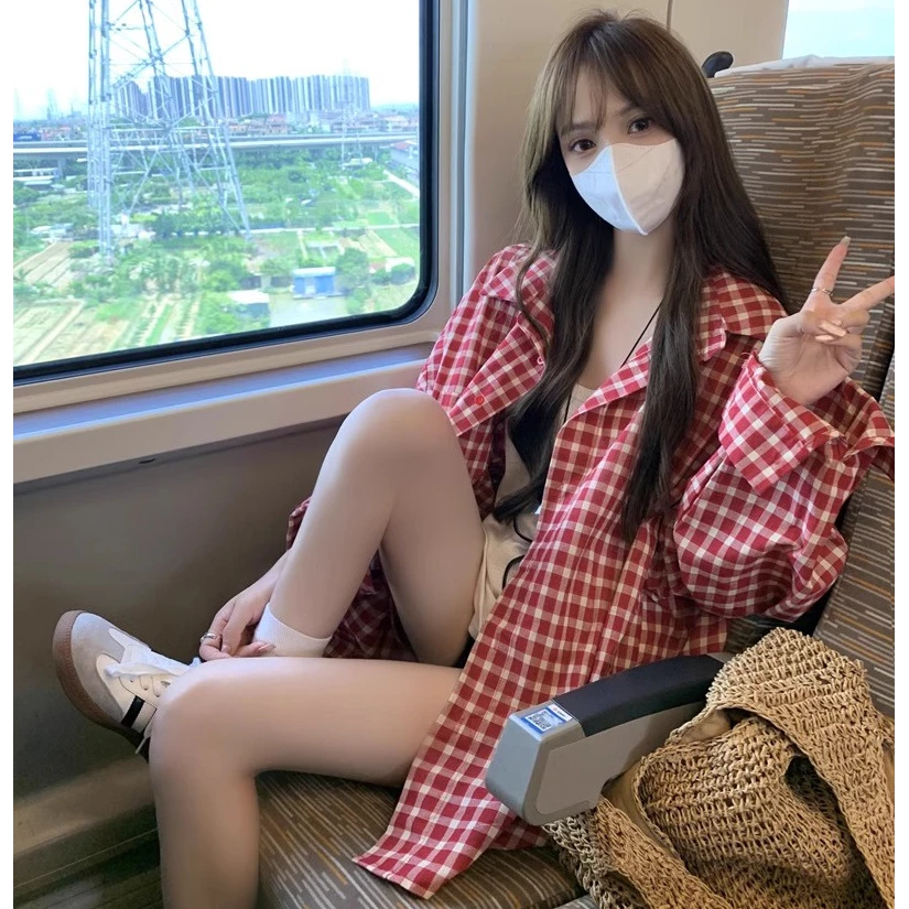 美式复古格纹衬衫男2025春夏新款港风格子叠穿衬衣外套女防晒上衣