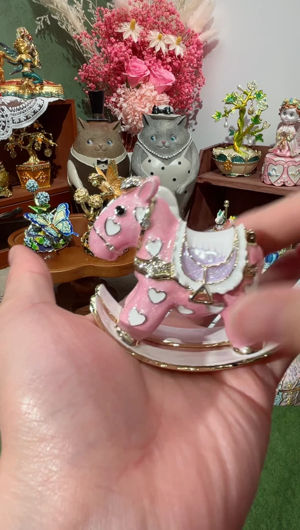 【闪购商品】瓷片福福价格高质珐琅彩合金摆件首饰盒