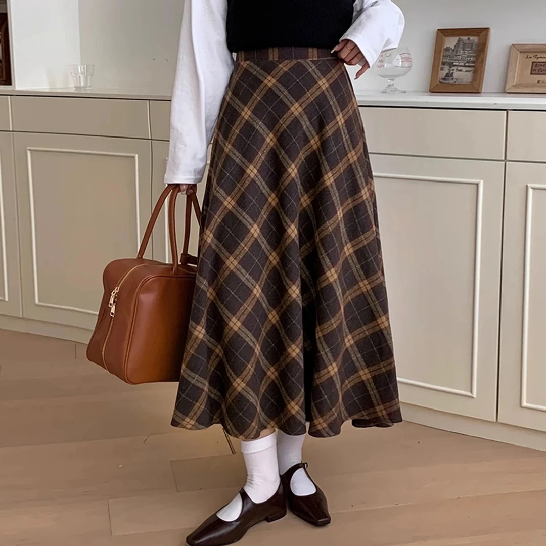 复古港风美拉德风法式时尚套装中长款显瘦百褶裙A字