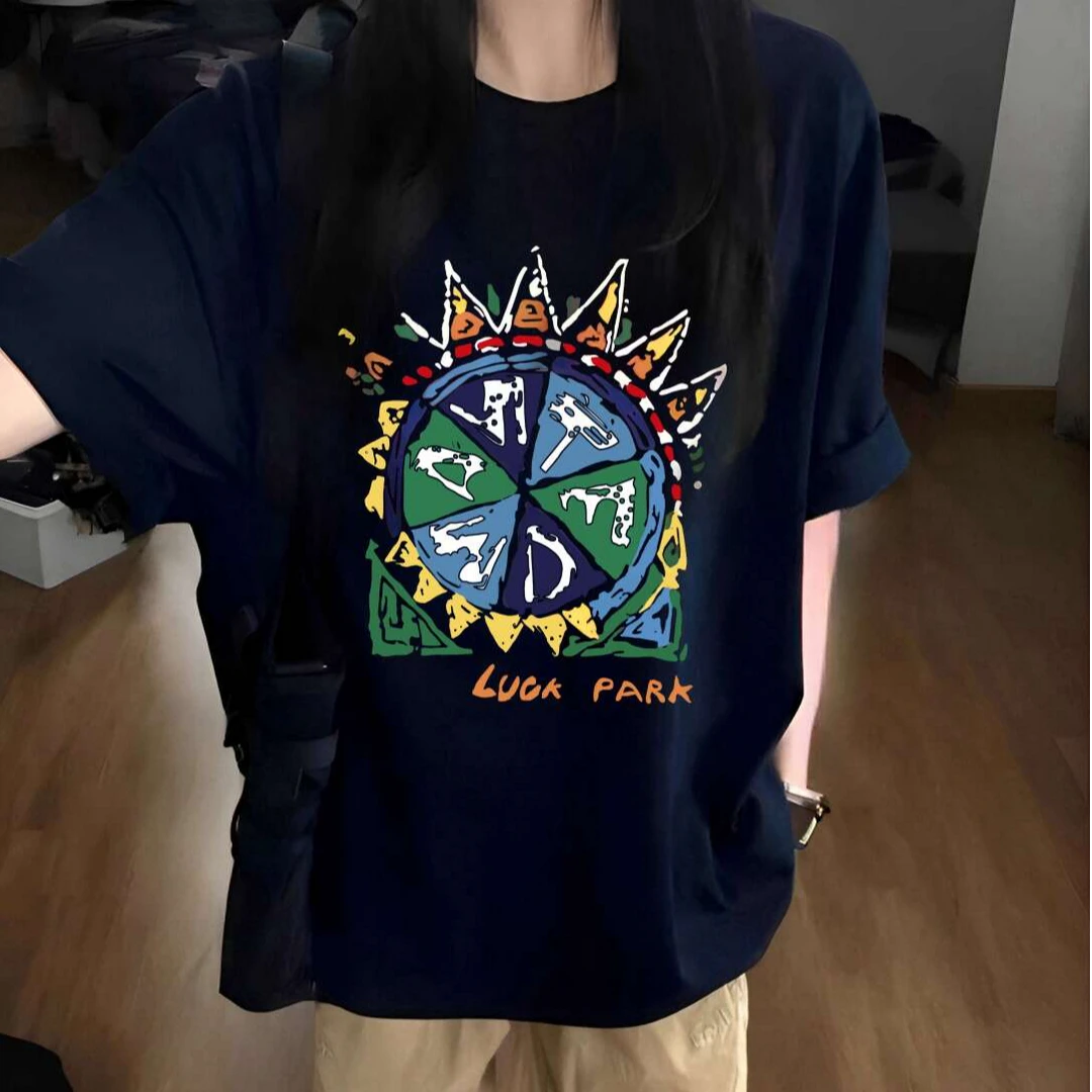 100%纯棉300克重磅显白藏青色T恤无性别穿搭潮复古上衣夏宽松百搭