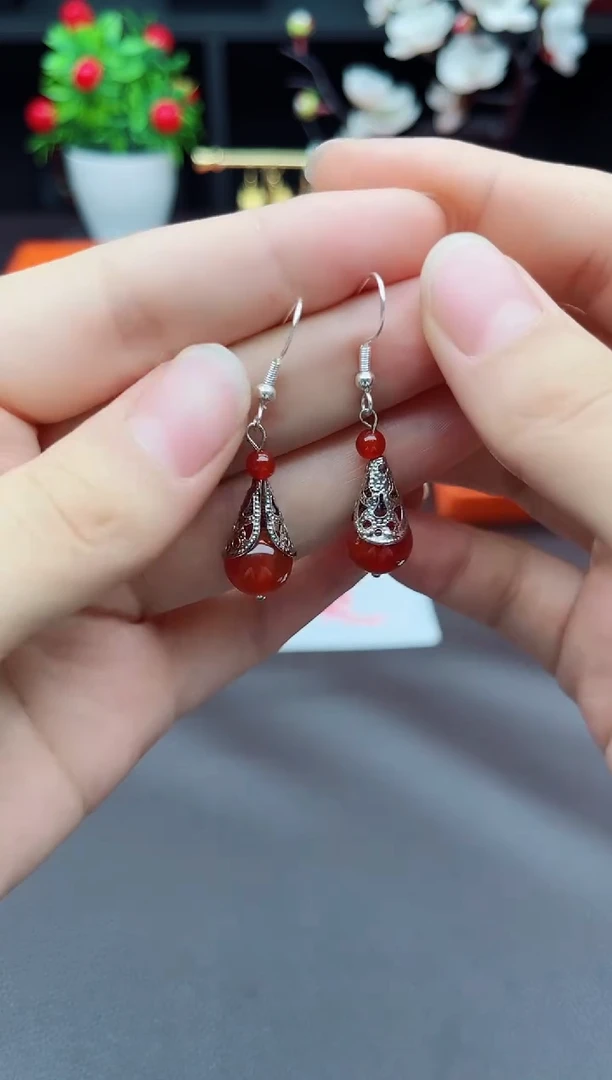 玛瑙/玉髓耳饰银S925镶嵌521000