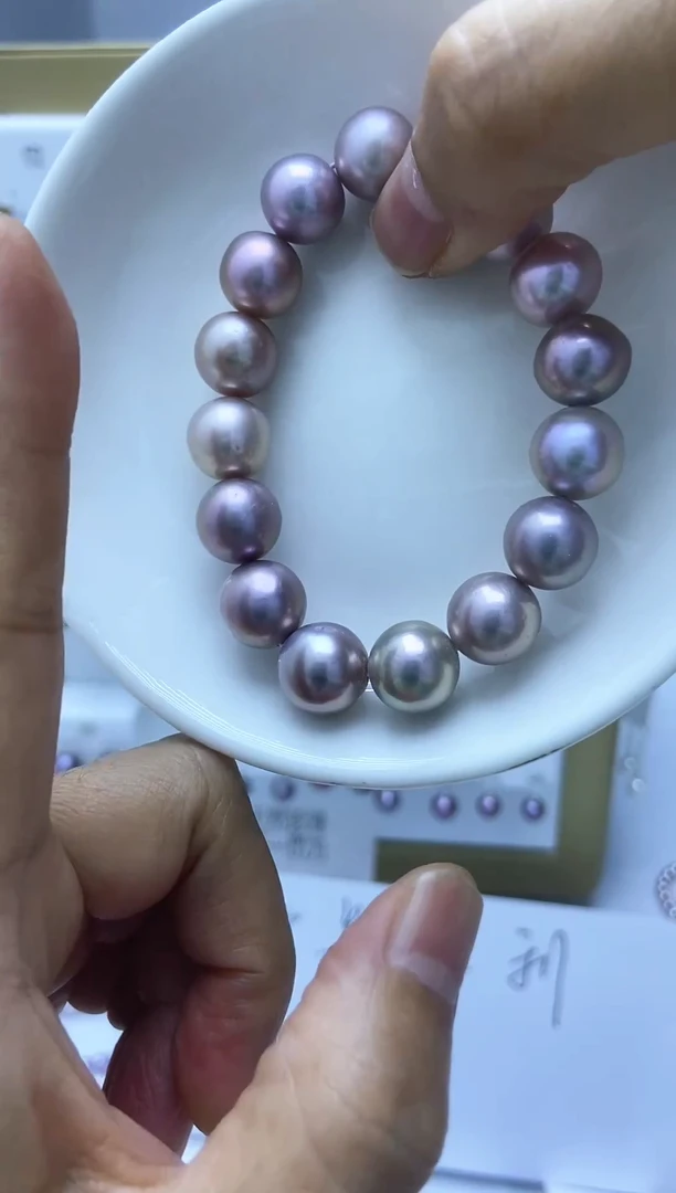 银S925镶嵌手串淡水珍珠X****猫手串10