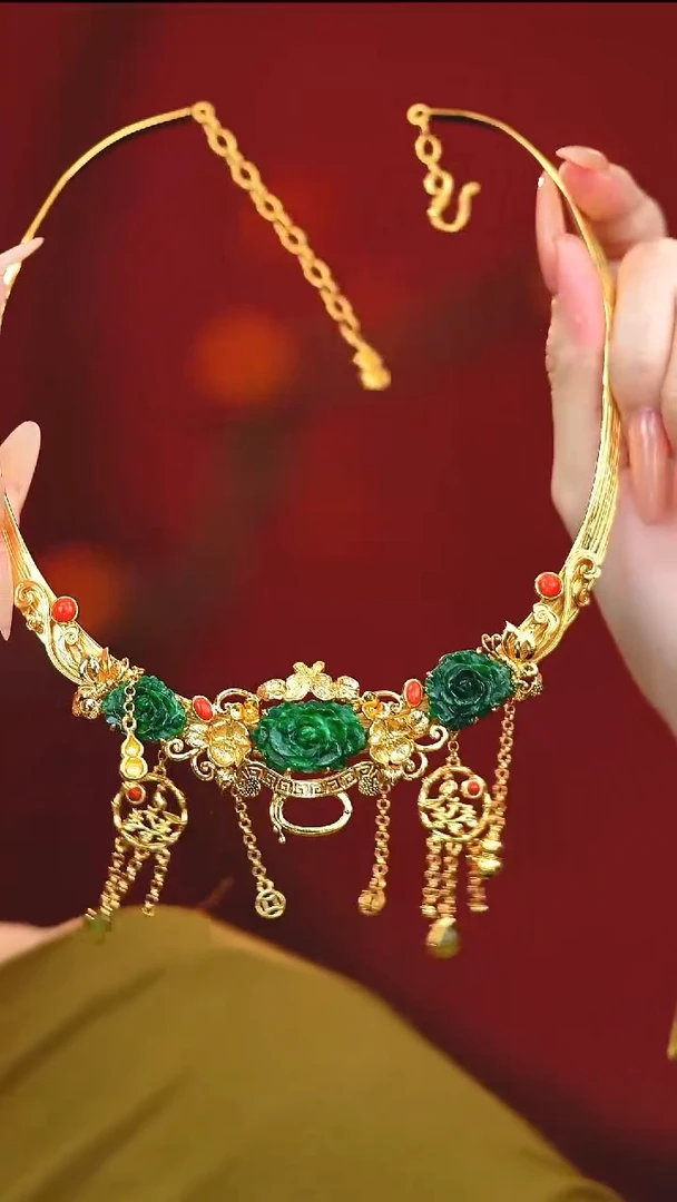 项圈银S925镶嵌翡翠新款