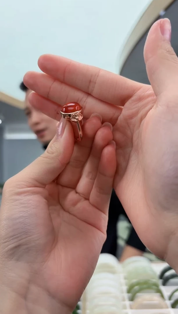 银S925镶嵌南红玛瑙戒指12