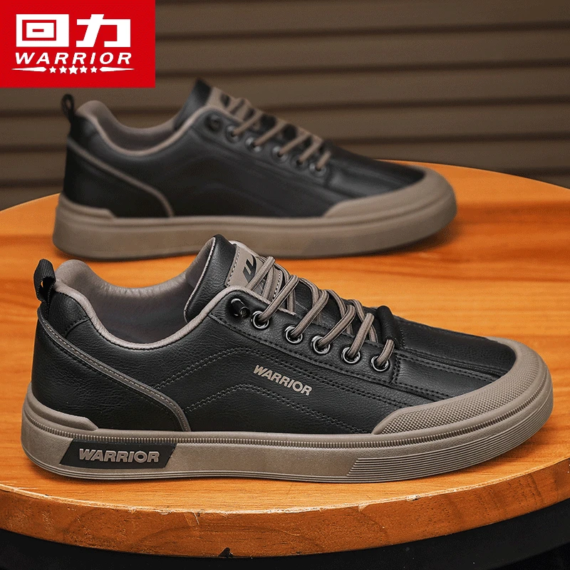 回力耐磨男鞋冬季男士一脚蹬黑色板鞋百搭潮流工作上班防滑厨师鞋