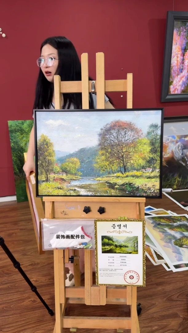 油画【原创·保真·带证书】朝鲜画家纯手绘油画作品--顺丰包邮--