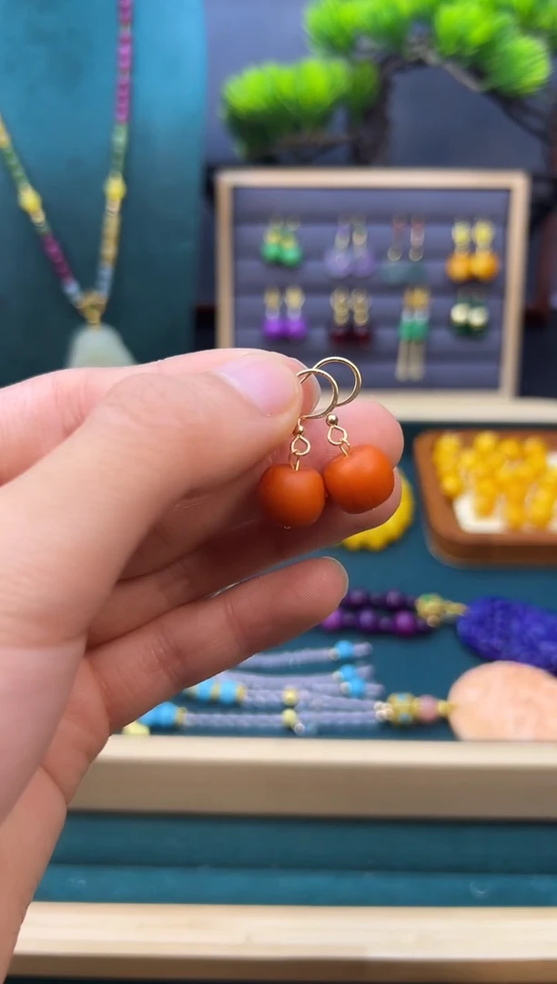 【闪购商品】蜜蜡耳饰14K金镶嵌E67