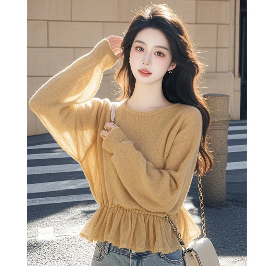 2025新款独特超好看奶fufu的小个子宽松圆领毛衣女秋冬慵懒高级感