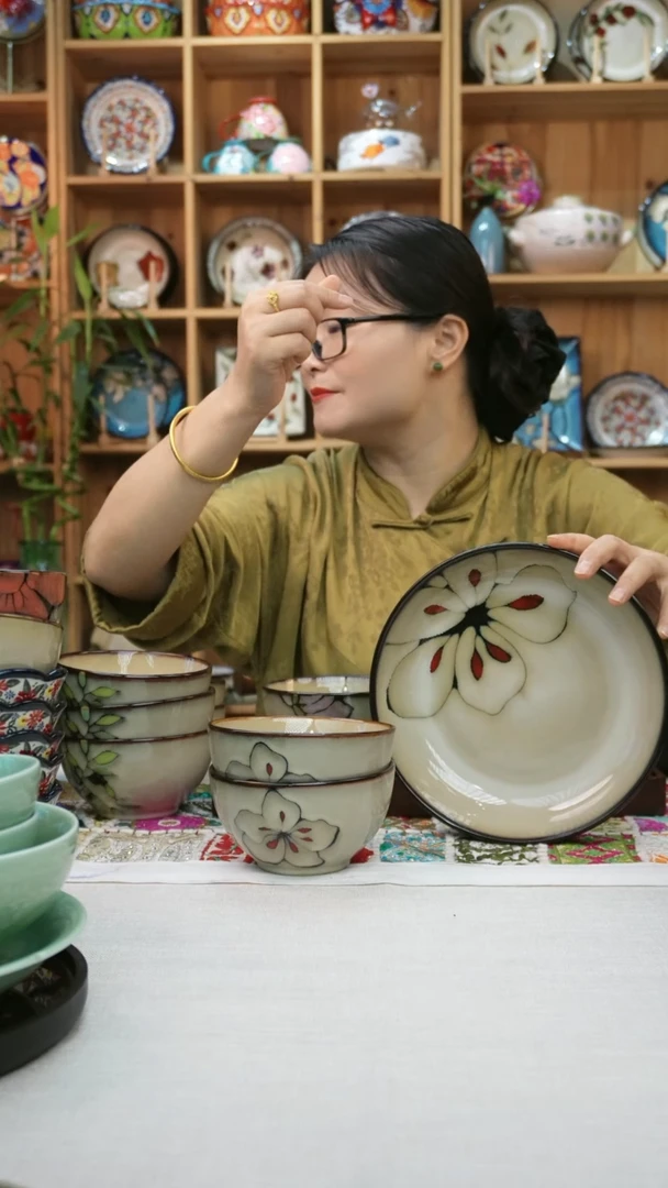 瓷片玲*小可高温陶瓷餐具一组米饭碗大深盘各两只