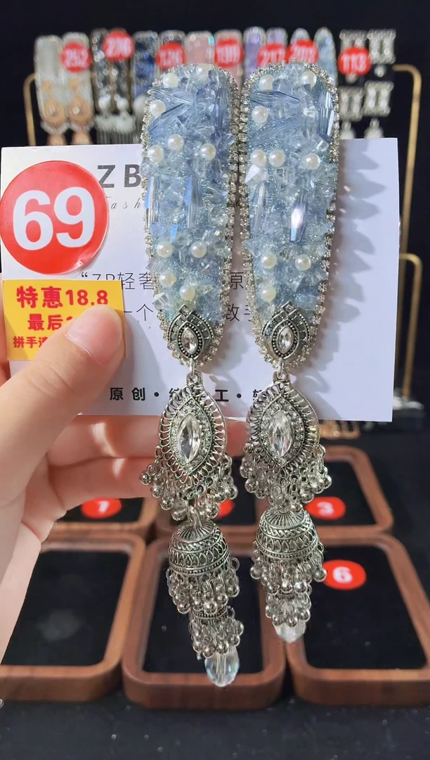 仿水晶铁合金69原创发夹一对倒夹