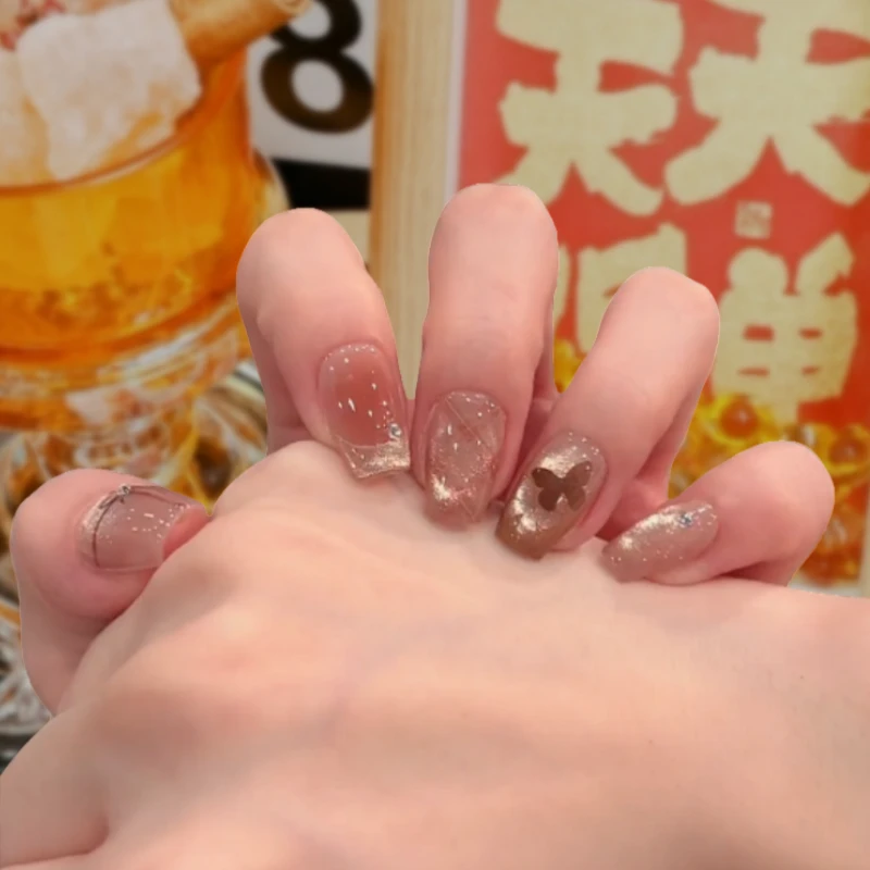 【miu系学姐】手工定制拆卸穿戴甲纯欲高级感新款猫眼美甲穿戴甲片