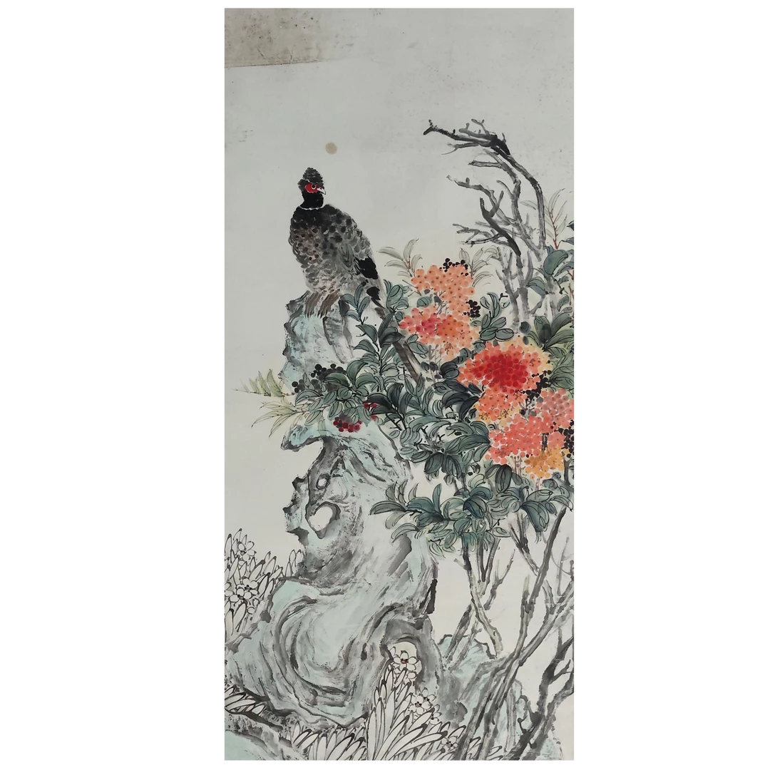 LOT.494 《花鸟》81*44cm 纸本设色立轴