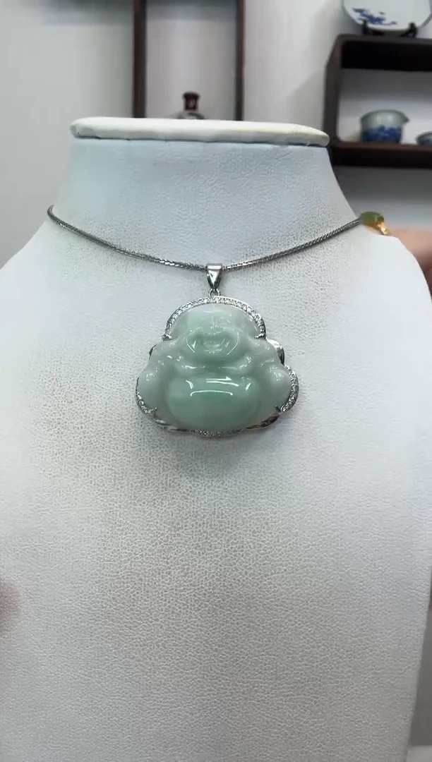 吊坠(赠链)银S925镶嵌翡翠佛公