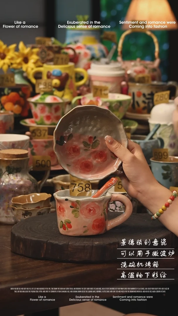 陶瓷景德镇高温釉下彩绘设计师款式