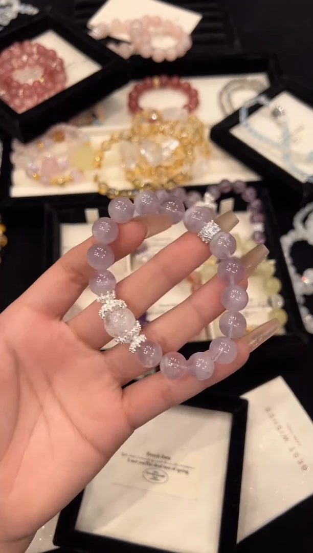 【闪购商品】水晶手链合金紫兔毛手链x1371