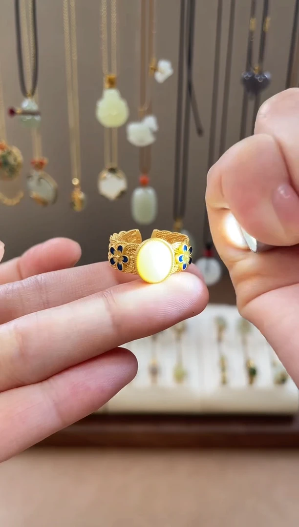 颈饰银S925镶嵌和田玉和田玉戒指