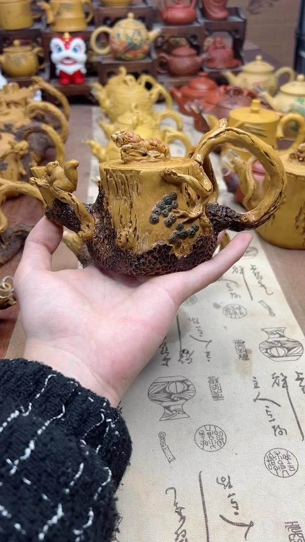 【闪购商品】紫砂浮雕树桩紫砂壶