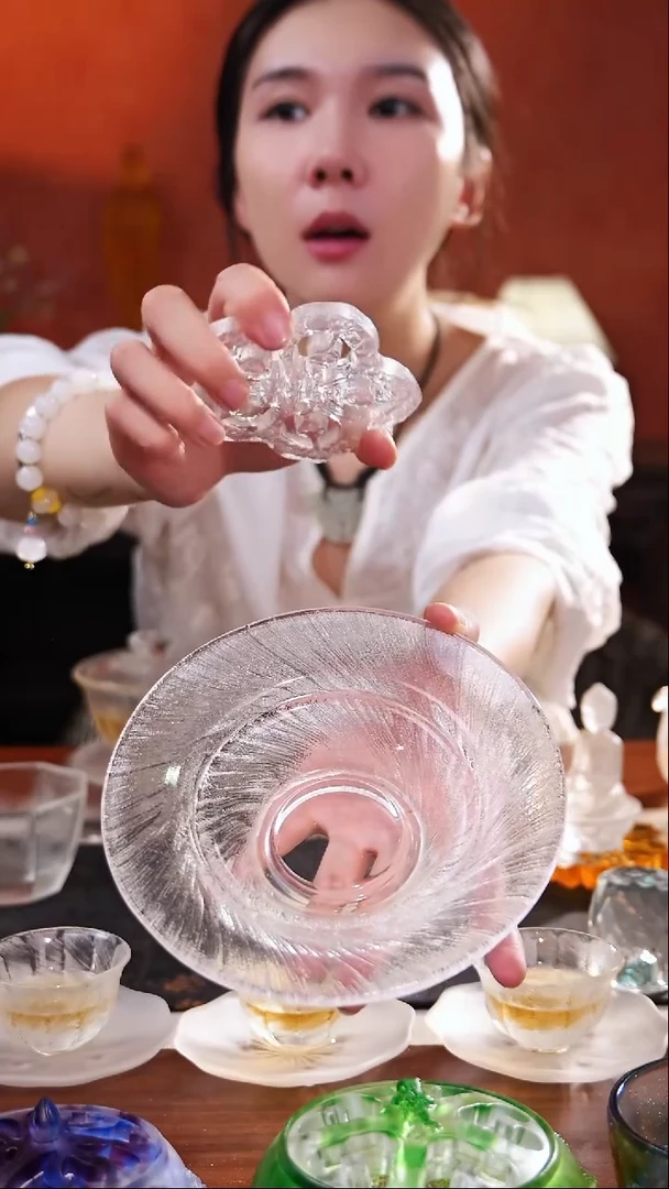 原矿水晶雪花壶承