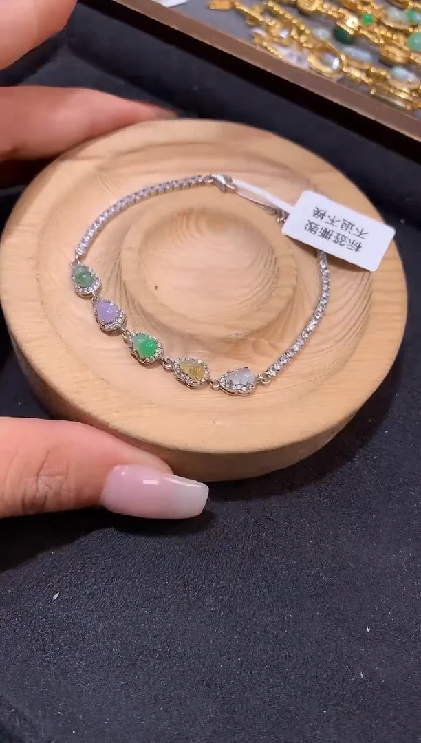 吊坠(不含链)银S925镶嵌翡翠手链