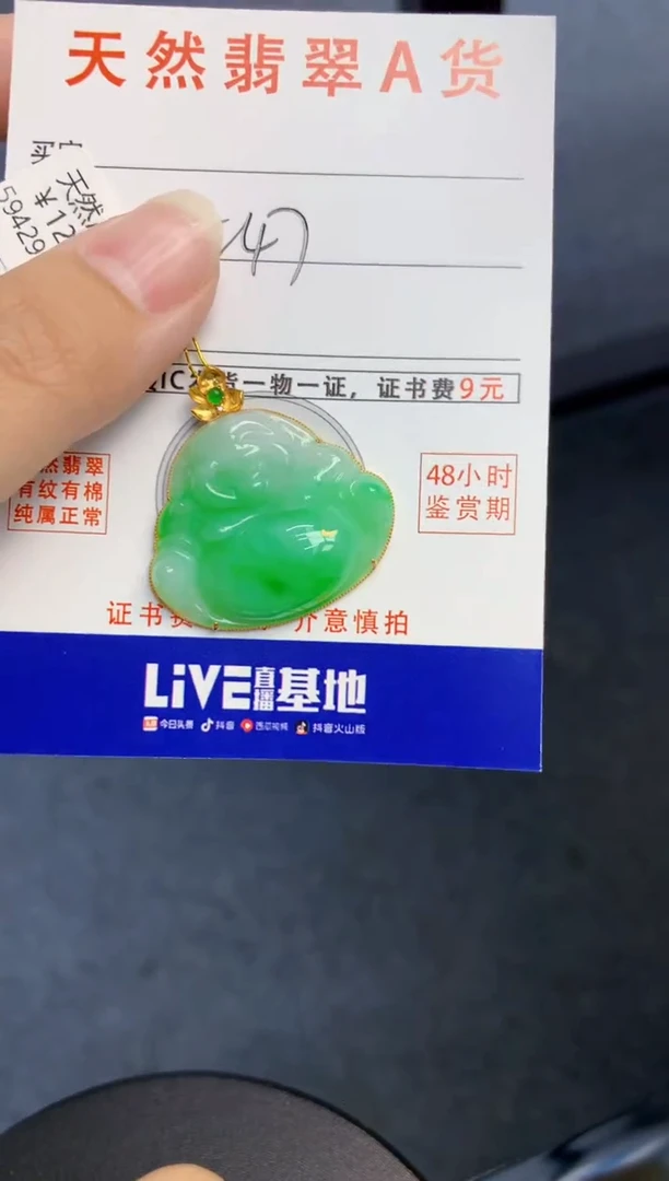 颈饰18K金镶嵌翡翠天然缅甸A货翡翠
