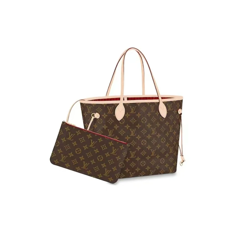 99新 LouisVuitton/路易威登 neverfull正红色内/咖色内