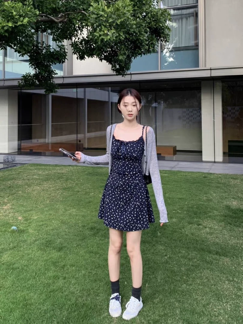 【高个子定制】韩系收腰显瘦碎花吊带裙