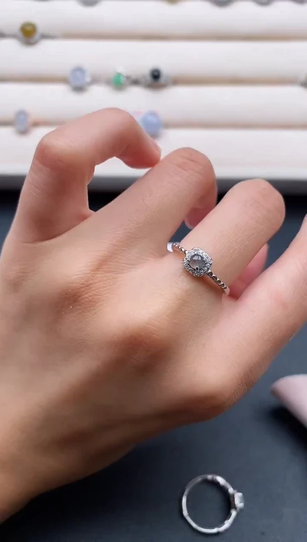 银S925镶嵌戒指翡翠6666666+8