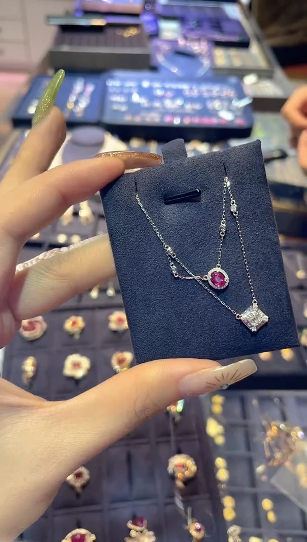 18K金镶嵌项链红宝石   JZ