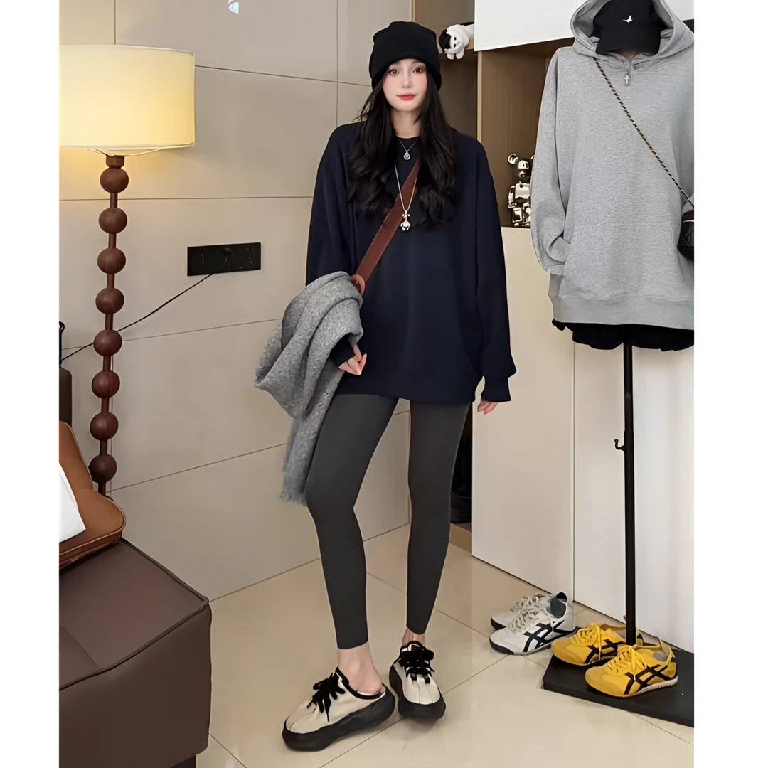 【现货】冬季加绒加厚卫衣女纯棉韩版慵懒休闲风宽松胖MM显瘦百搭