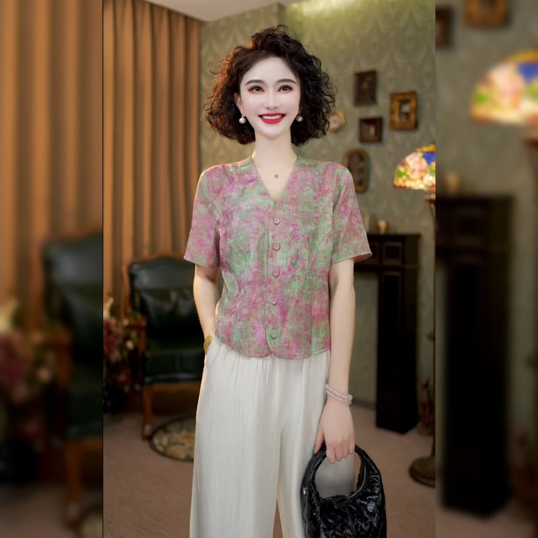 【双面穿】2025夏季新款新中式国风复古单排扣显瘦上衣LYGSY1509