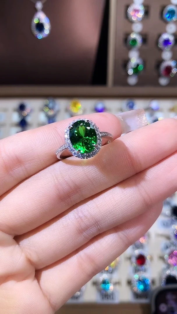 银S925镶嵌戒指碧玺810银色