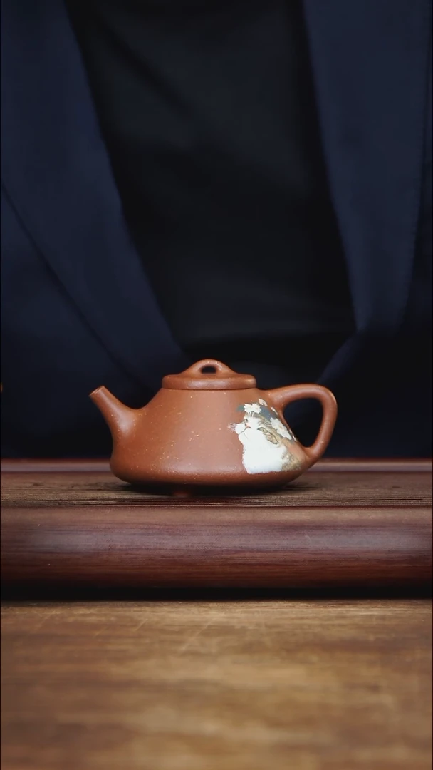 茶壶紫砂160ml 泥绘 全手子冶石瓢 家藏降坡泥