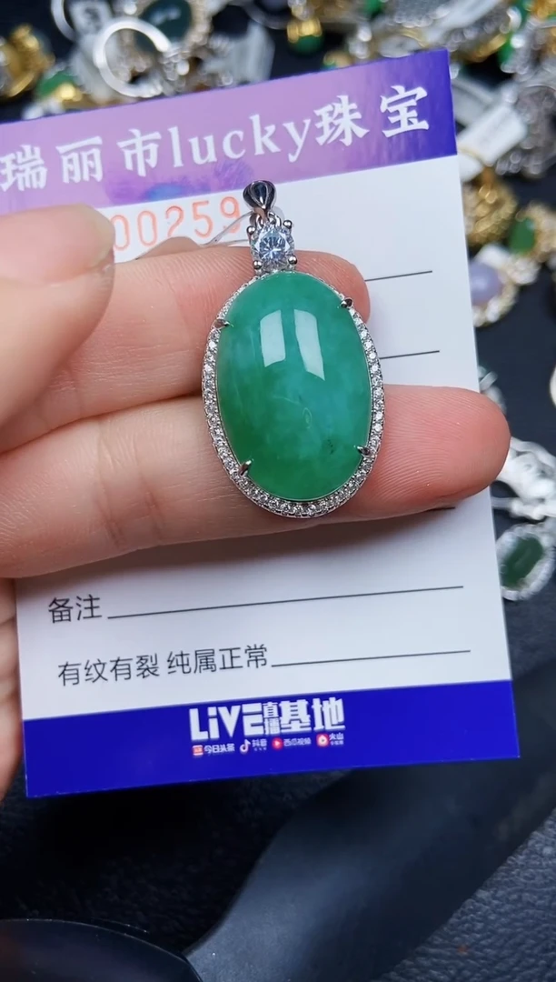 翡翠银S925镶嵌颈饰2597