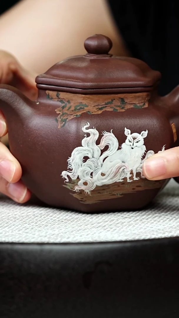 茶壶紫砂糯****?ZH-0055六角莲子-紫泥-300cc