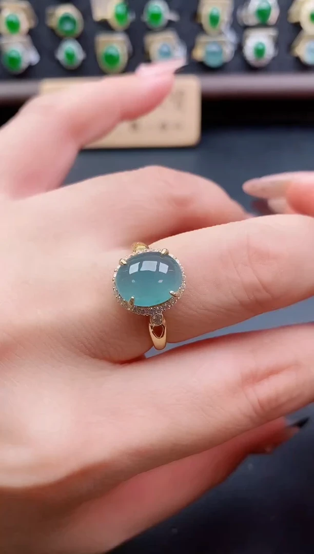 银S925镶嵌戒指翡翠1