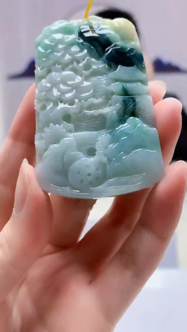 【闪购商品】定制翡翠未镶嵌5153zm-毛货挂件47山水