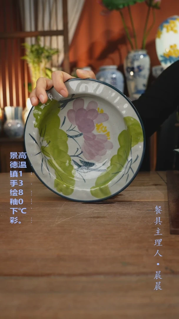 瓷片【简家甄选】景德镇设计师釉下手绘陶瓷餐具