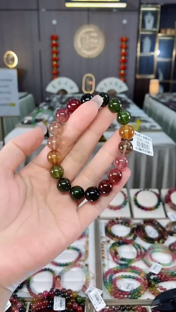 收藏级老矿碧玺单圈手串11mm+未镶嵌碧玺多样性发一条hon
