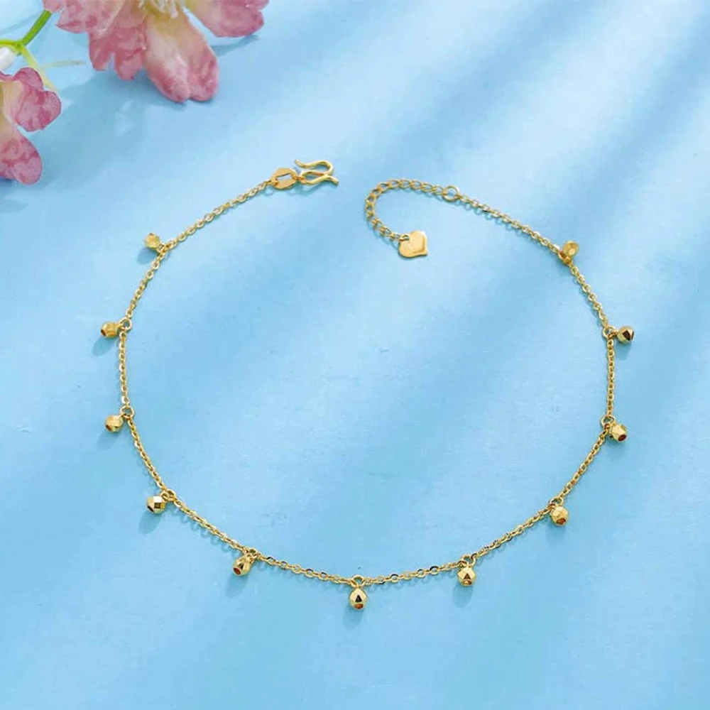 黄金脚链足金999蹦迪脚链纯金蹦迪珠脚饰女款ins可调节5G不变形