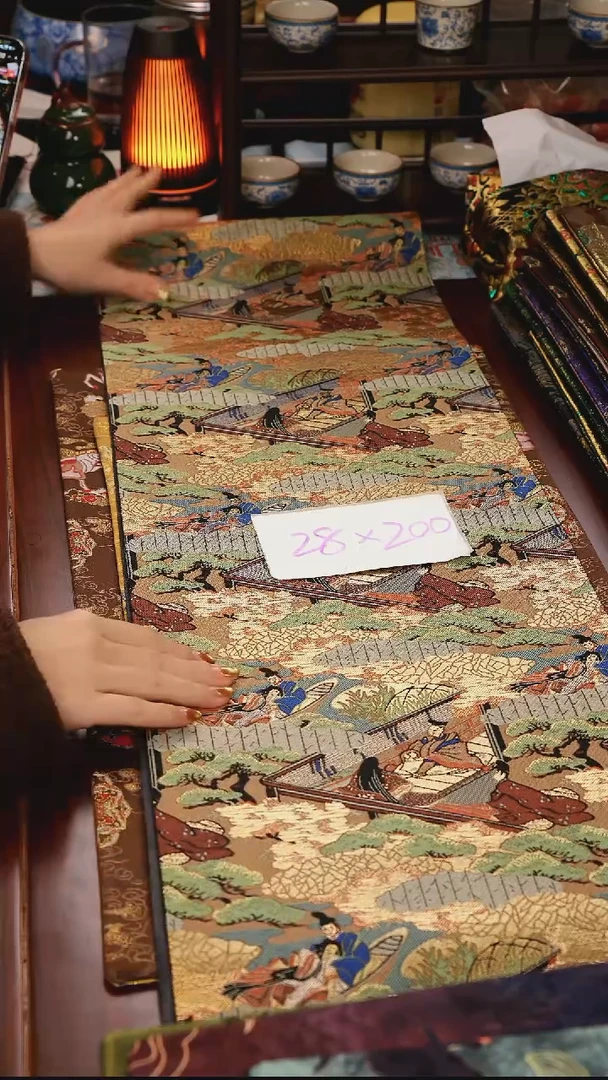 【西阵织梦浮桥单面】中国风干泡织锦茶席28*200