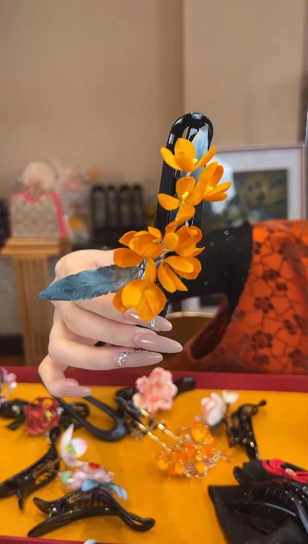 刺绣 非遗绒花（发饰）