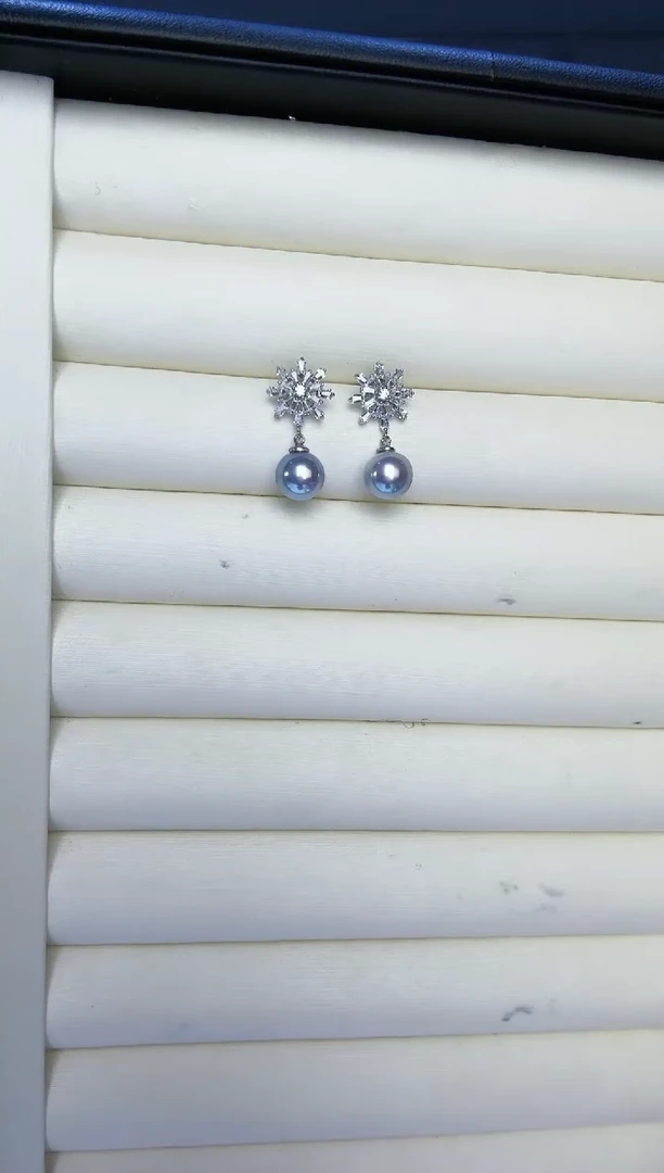 【闪购商品】海水珍珠耳饰银S925镶嵌SGYS雪花 真多麻耳钉