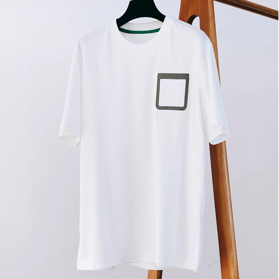 荣达乐购欧货轻奢潮流 经典刺绣长绒棉百搭男士短袖t恤修身圆领