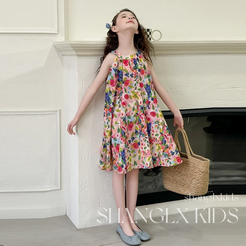 女童绝美海滩裙多巴胺度假风连衣裙夏季2025新款女孩子漂亮的裙子