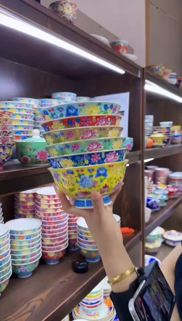 珐琅6英寸面碗6个景德镇陶瓷