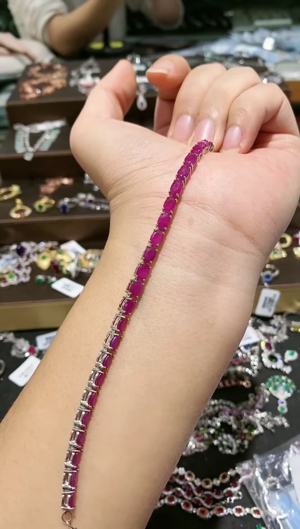 【闪购商品】红宝石手链银S925镶嵌手链