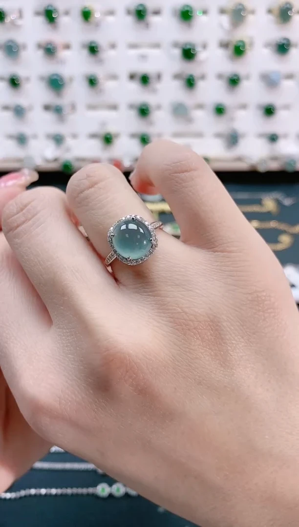 【闪购商品】翡翠戒指银S925镶嵌天然翡翠